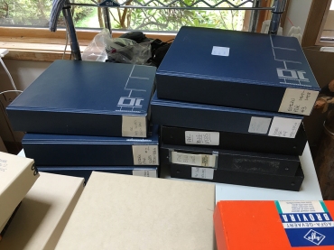 boxes of negatives and slides